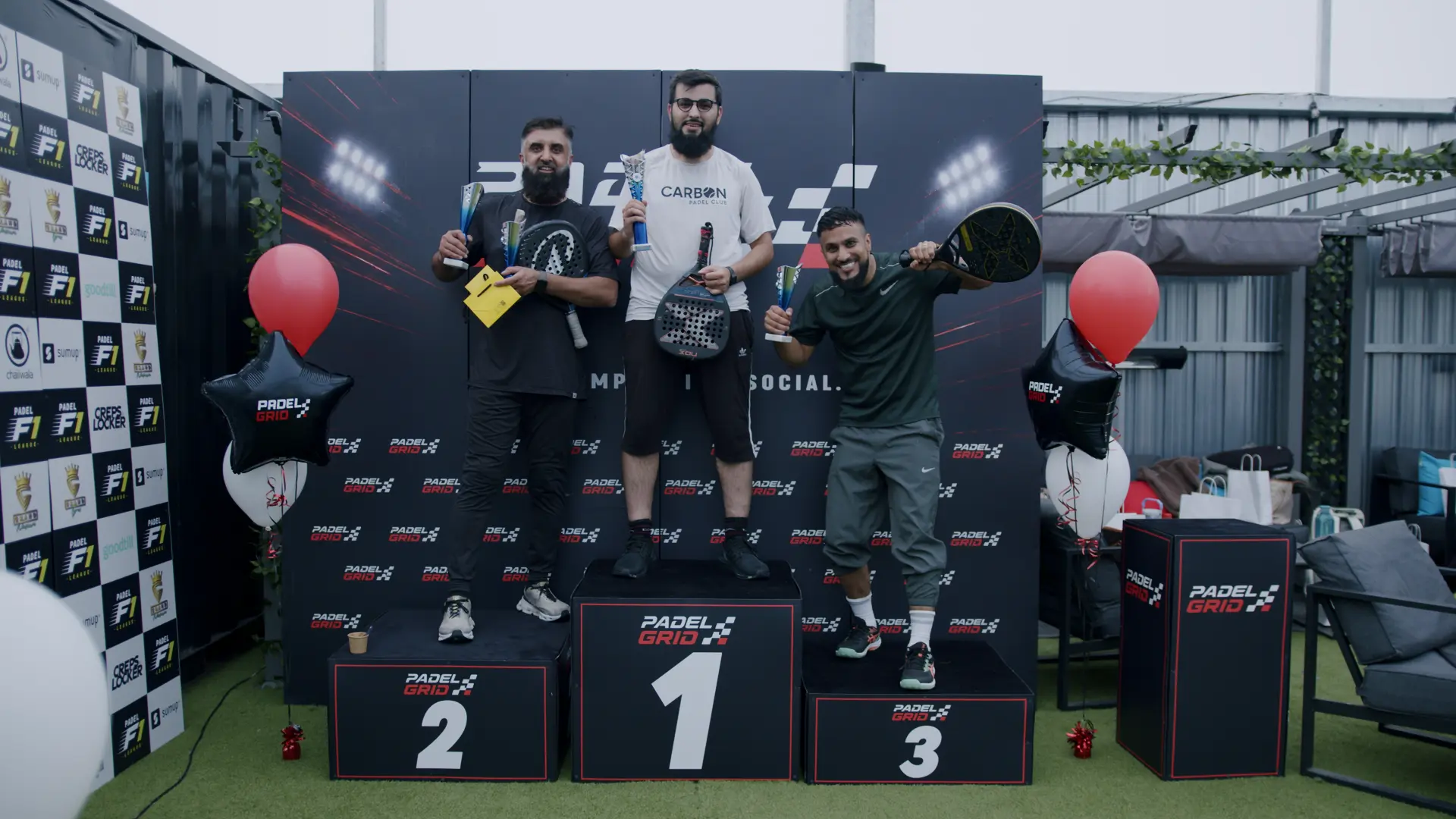 Men's Division 1 podium — Padel Grid R07 · Manchester