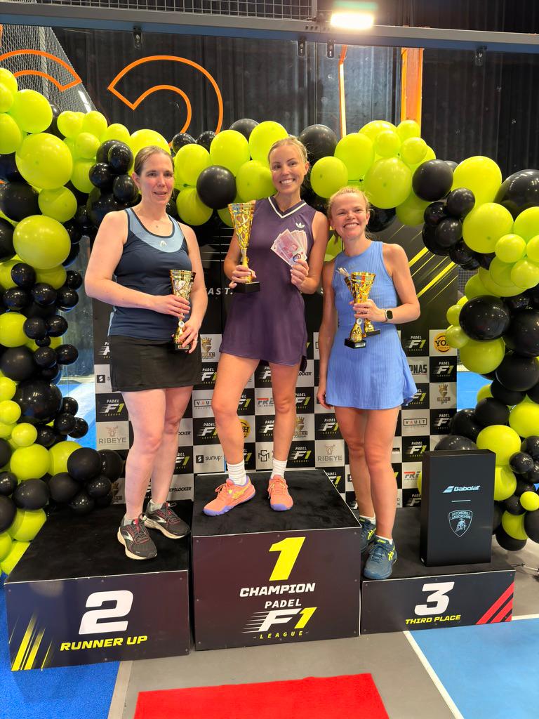 Women's Premier podium at Carbon Padel
